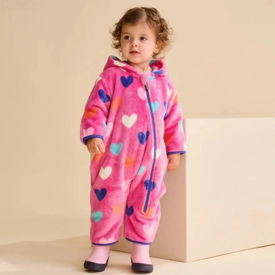 Fuzzy Fleece Baby Bundler - Hearts