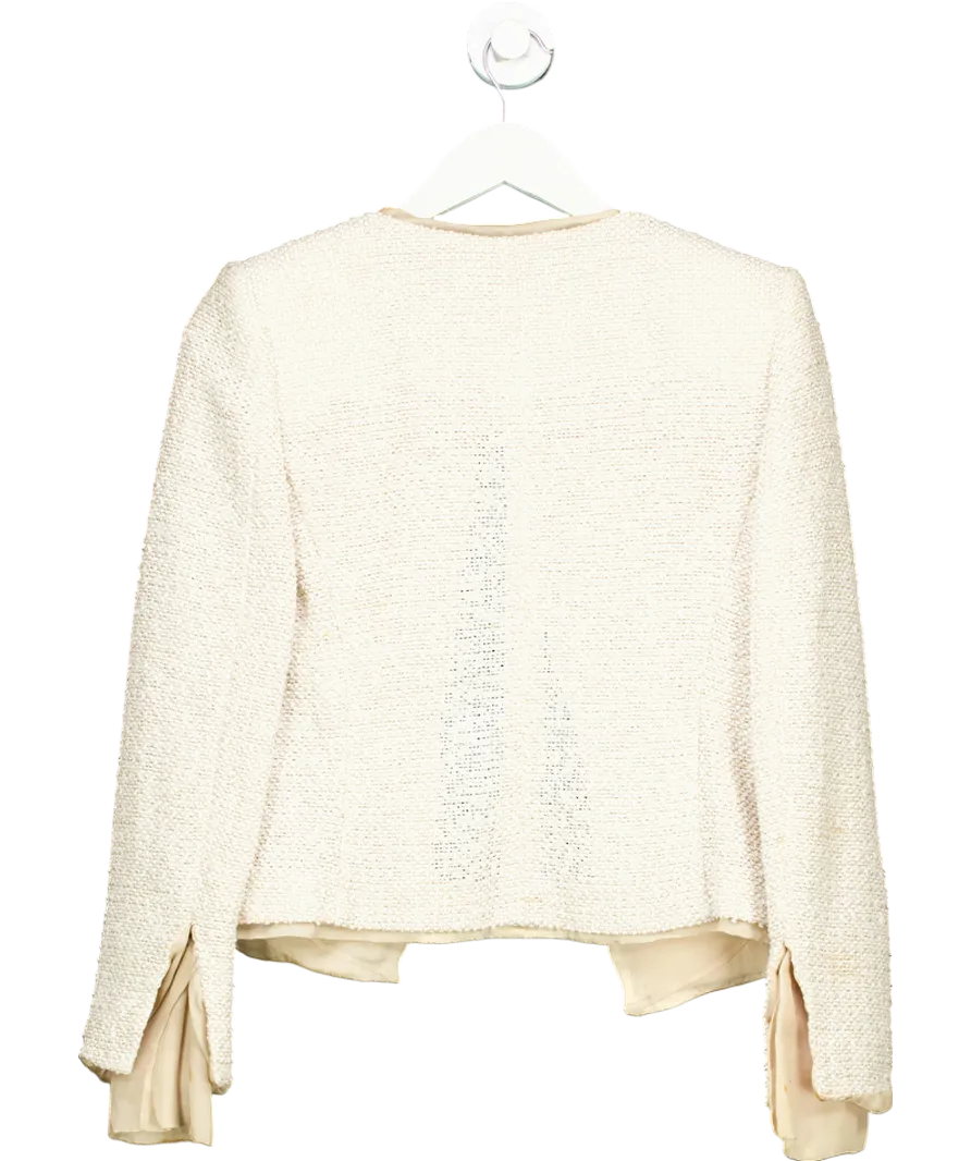 Gianfranco Ferre Beige Cotton Blend Colarless Blazer With Contrast Trim UK S