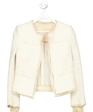 Gianfranco Ferre Beige Cotton Blend Colarless Blazer With Contrast Trim UK S