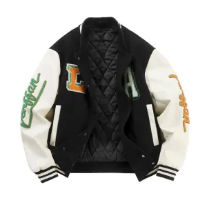 GIFTIME Letterman Jacket Women - Varsity Jacket Women Baseball Jacket Women Bomber Jacket Women Varsity Jacket Black-LA L