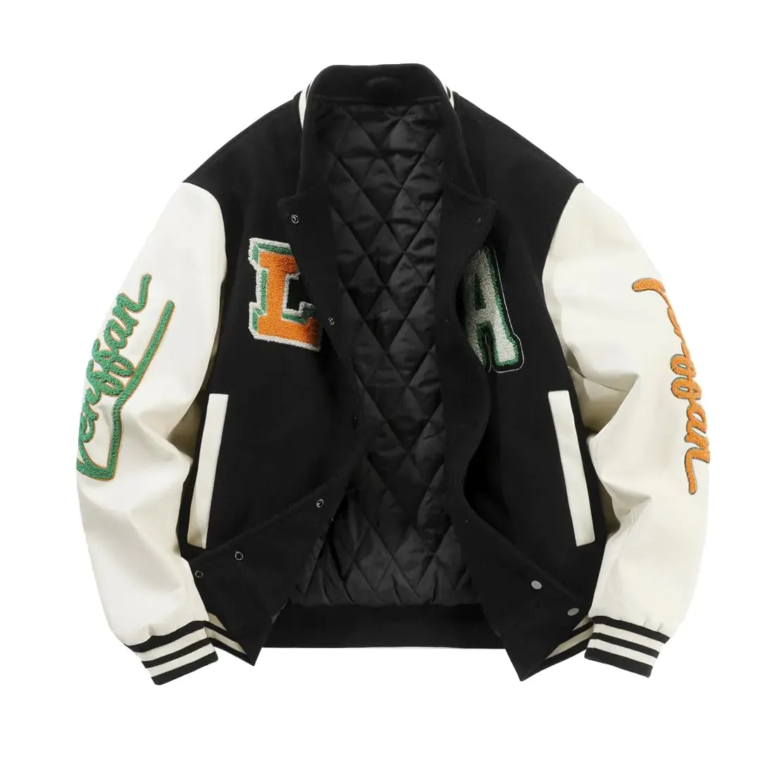 GIFTIME Letterman Jacket Women - Varsity Jacket Women Baseball Jacket Women Bomber Jacket Women Varsity Jacket Black-LA L