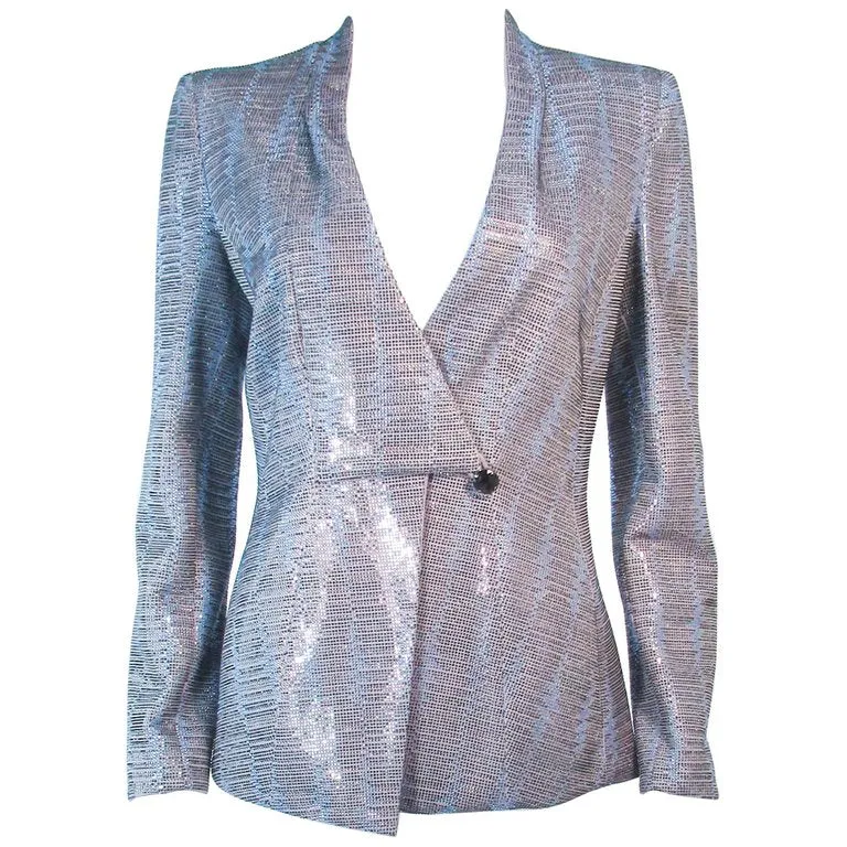 GIORGIO ARMANI Blue Silver Grey Rhinestone Jacket