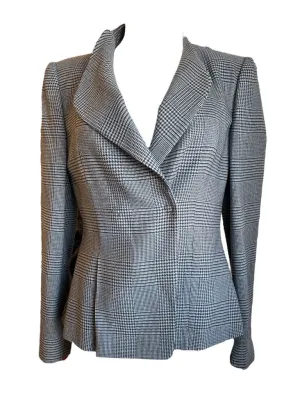 Giorgio Armani Concealed snap closure blazer houndstooth plaid