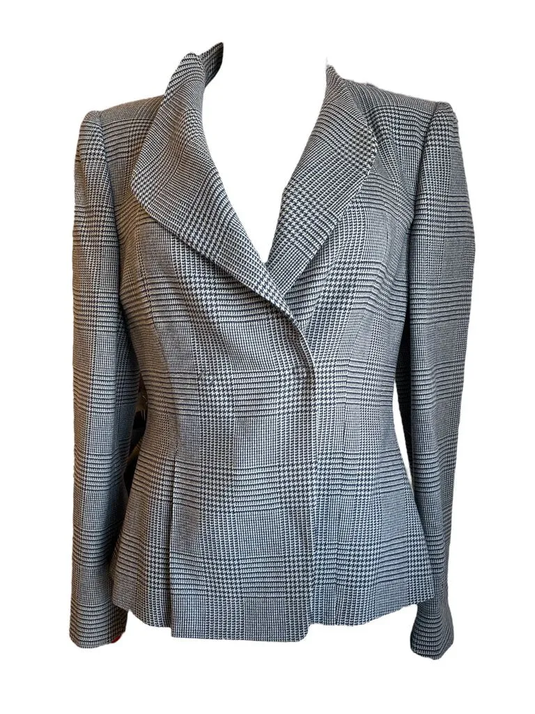 Giorgio Armani Concealed snap closure blazer houndstooth plaid