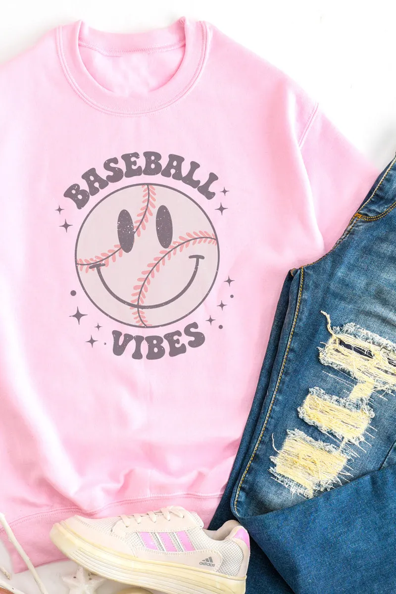 Happy Face Baseball Vibes Unisex NuBlend Crew Sweatshirt