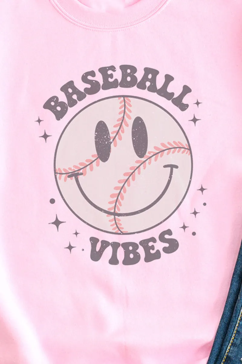 Happy Face Baseball Vibes Unisex NuBlend Crew Sweatshirt