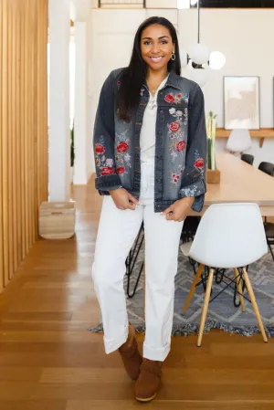 Hazel Blues® | Lovely Visions Flower Embroidered Jacket