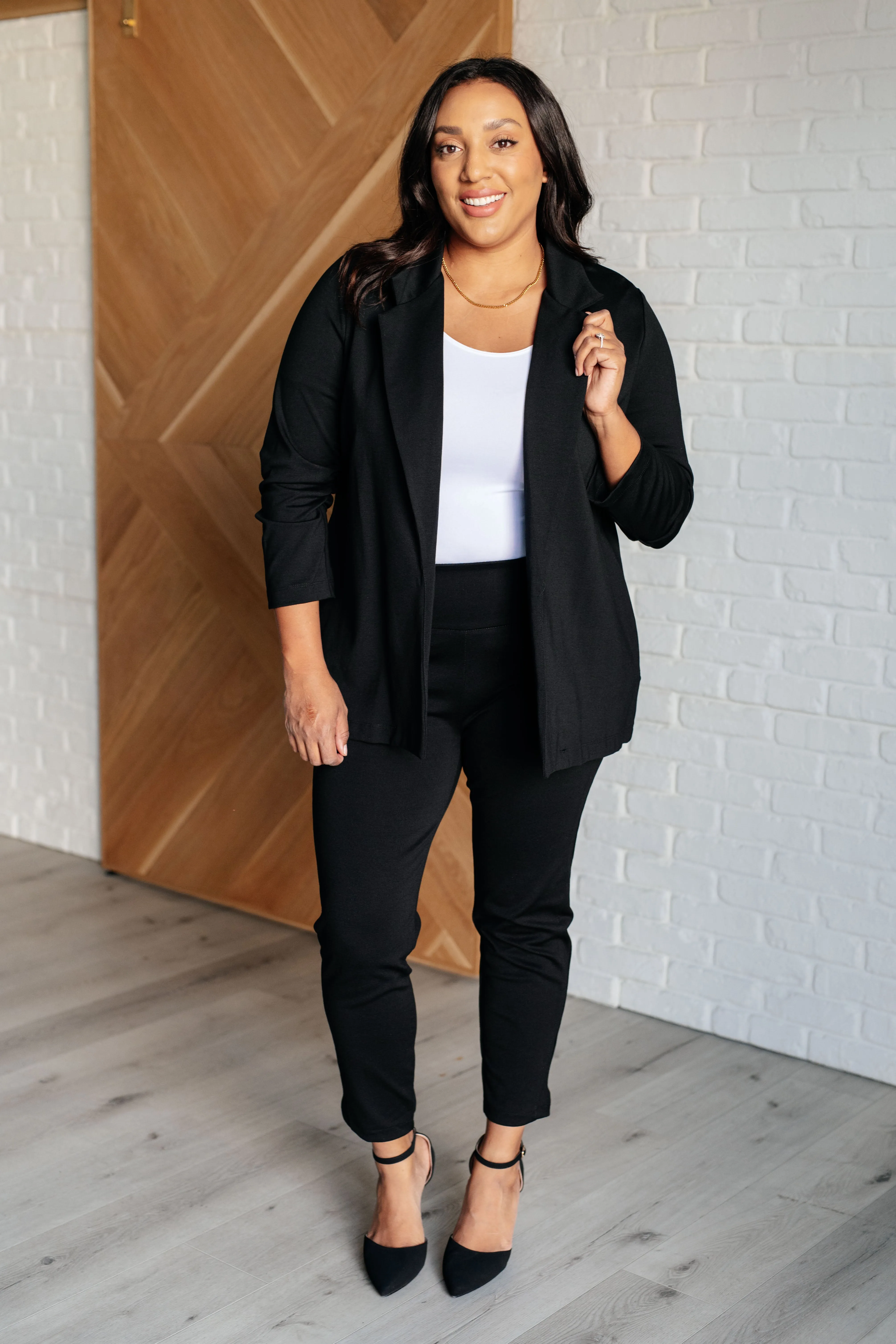Hazel Blues® |  Magic 3/4 Blazer in Black