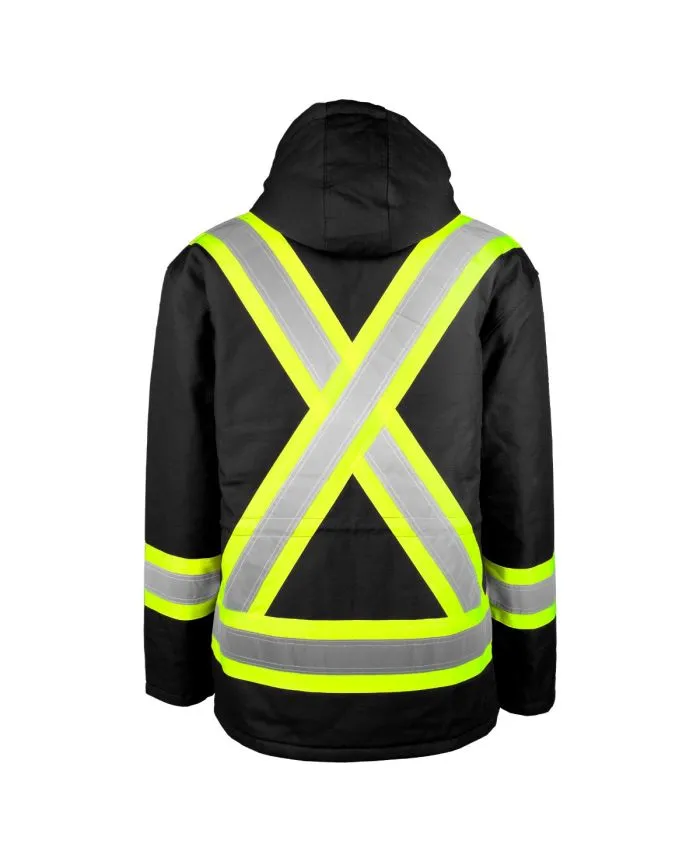 Hi-Vis Lined Canvas Parka for Ultimate Warmth and Safety in Hazardous Work Environments - Durable, Functional, and Adjustable