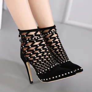High ankle Studded Stiletto Heels