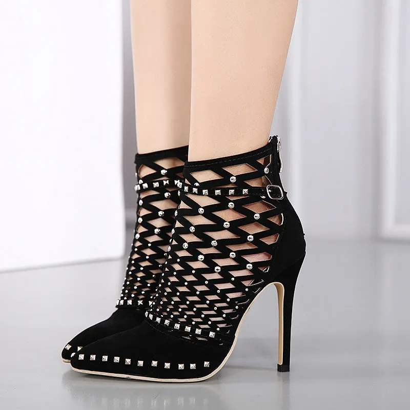 High ankle Studded Stiletto Heels