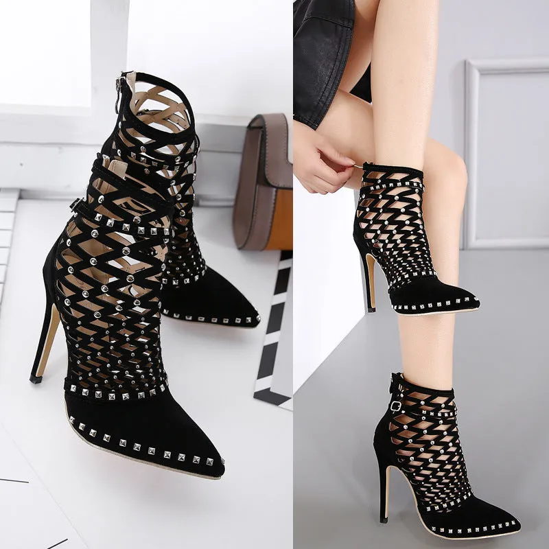 High ankle Studded Stiletto Heels