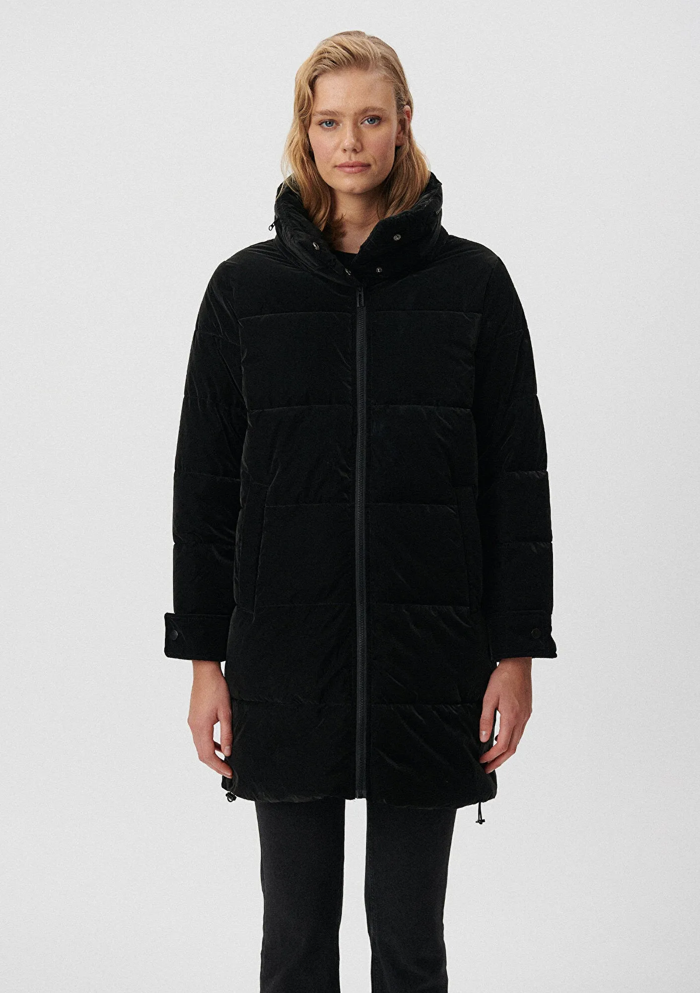 High Collar Black Long Puffer Jacket