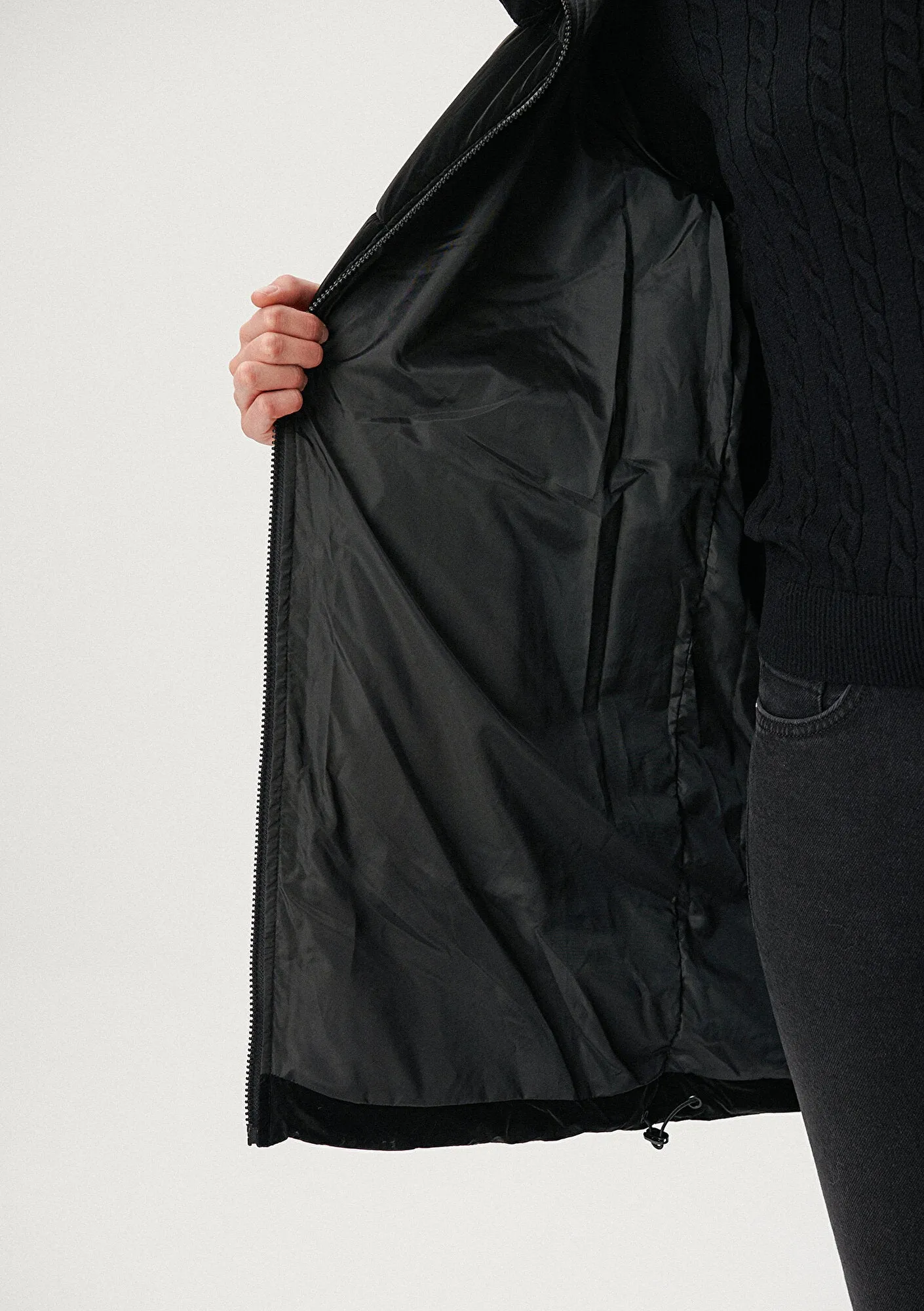 High Collar Black Long Puffer Jacket