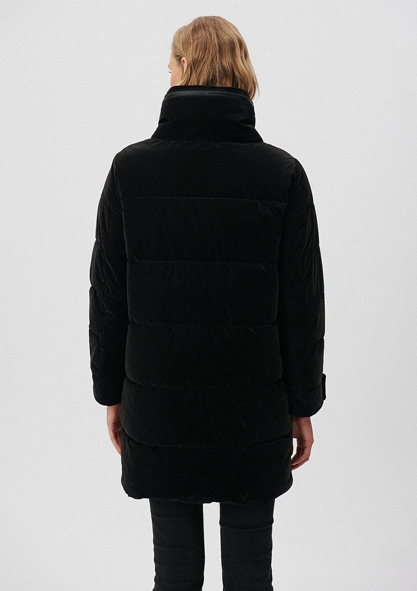 High Collar Black Long Puffer Jacket