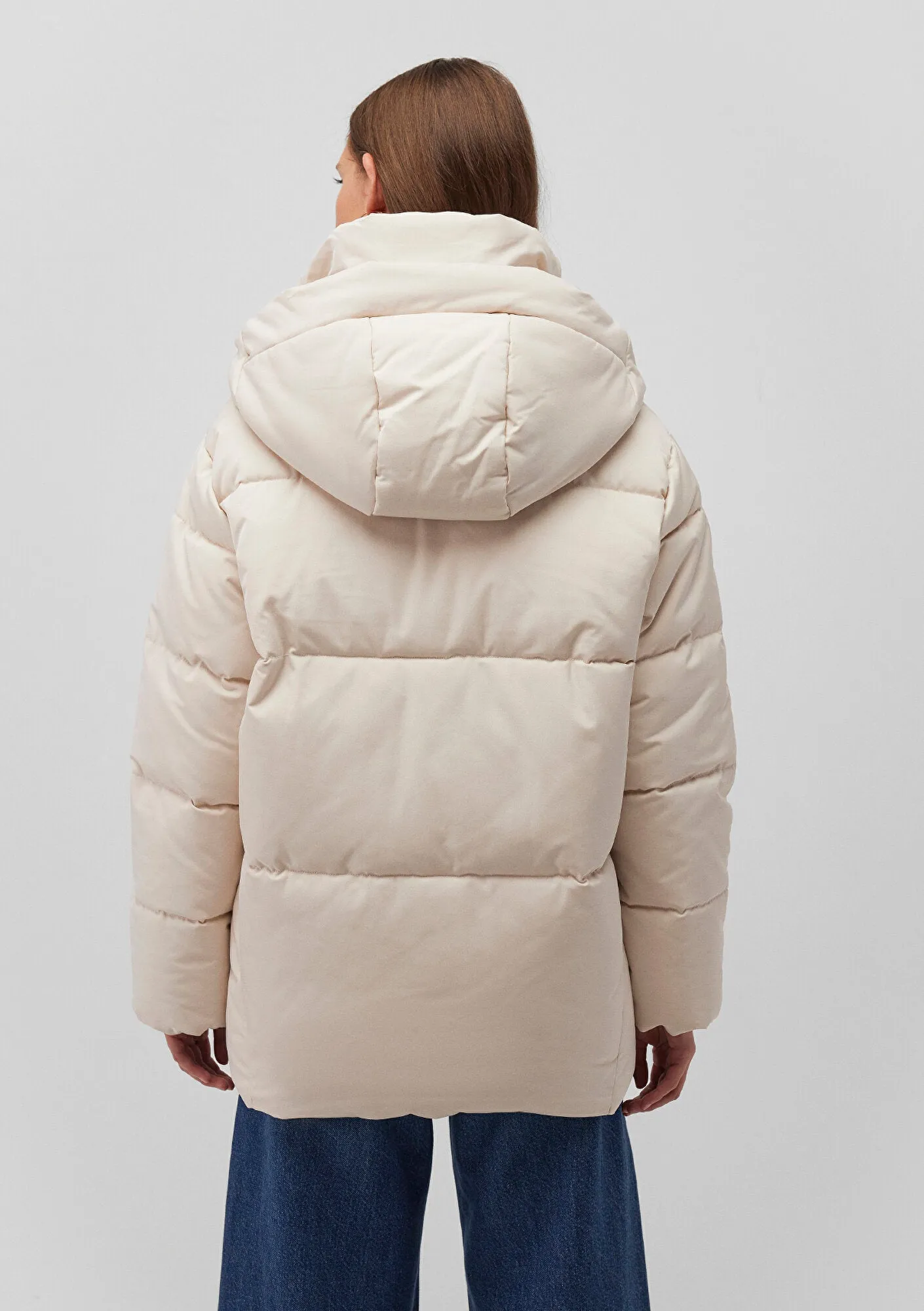 Hooded Beige Puffer Jacket