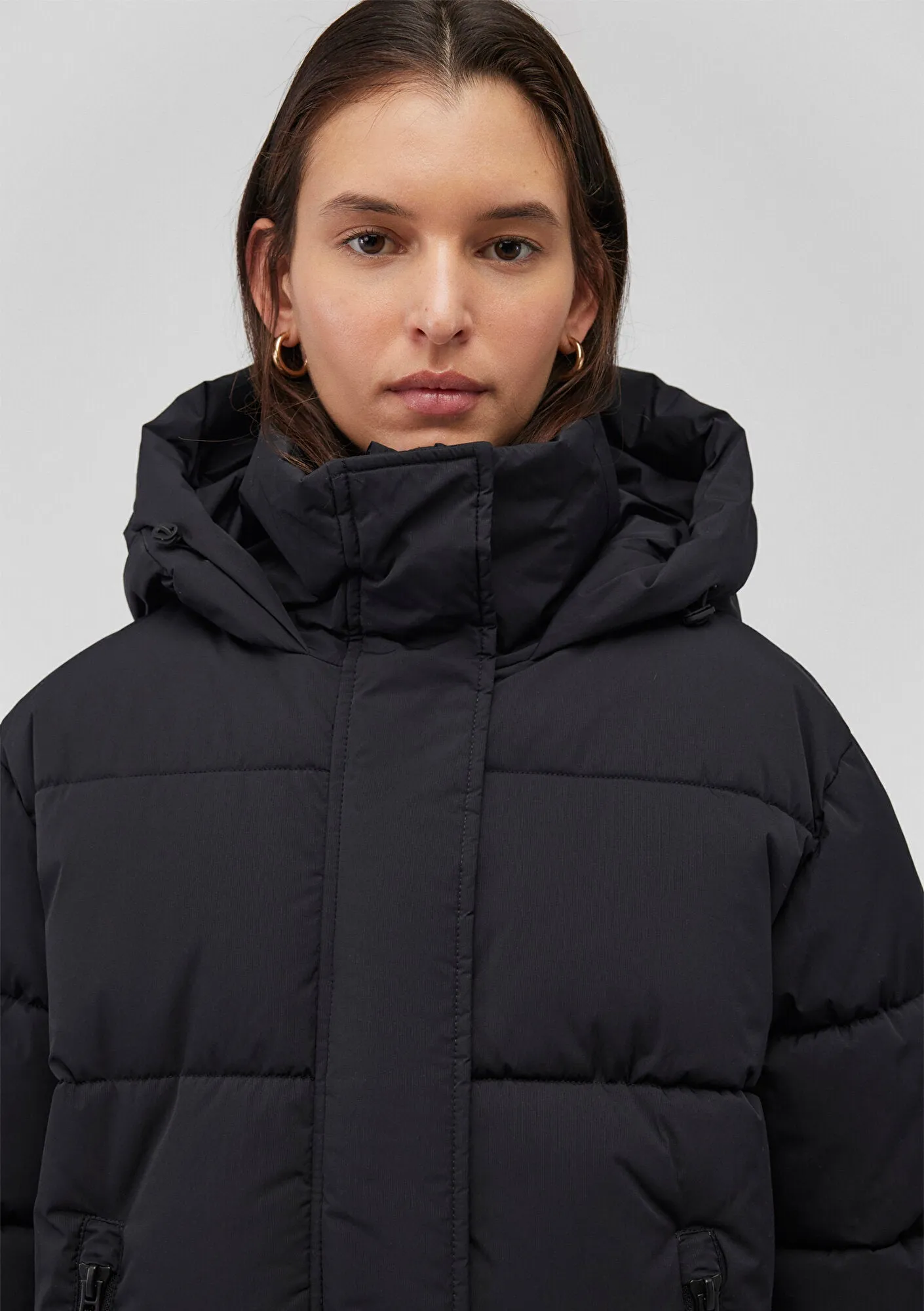 Hooded Black Long Puffer Jacket