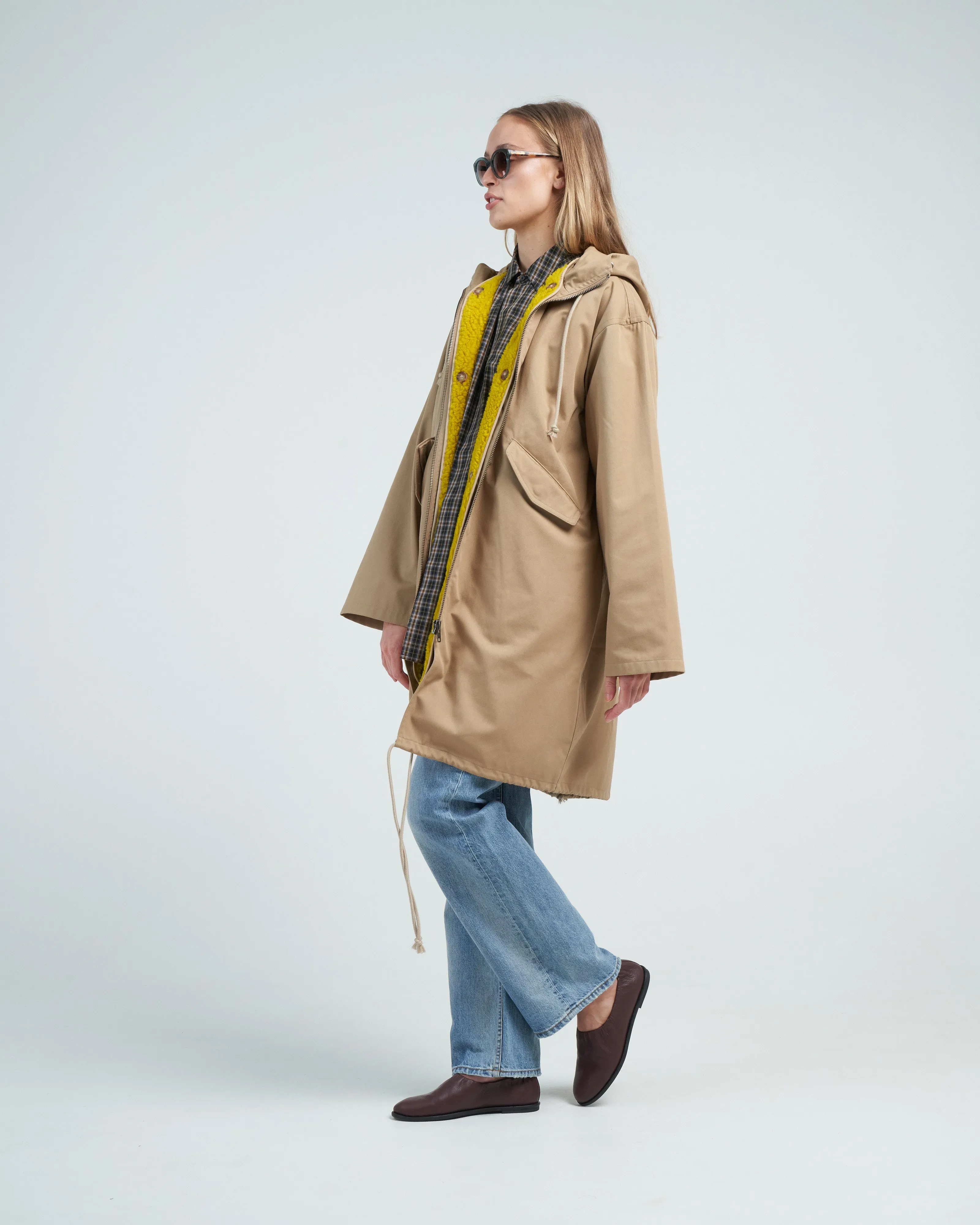 hooded parka - dune/mustard
