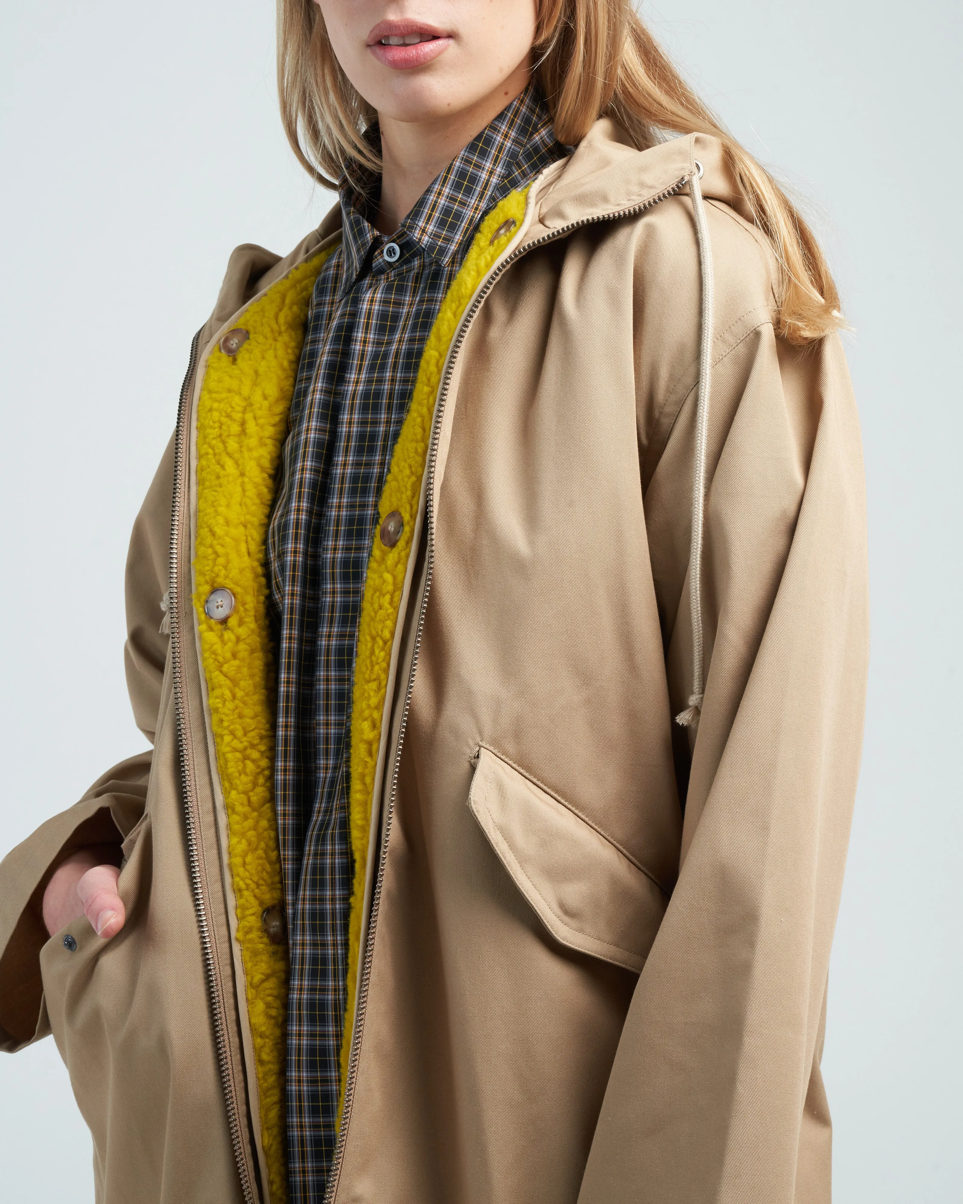 hooded parka - dune/mustard