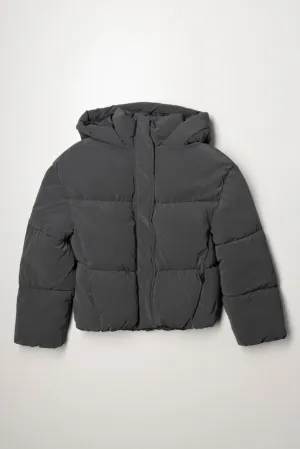 Hooded Puffer Jacket Dark Grey
