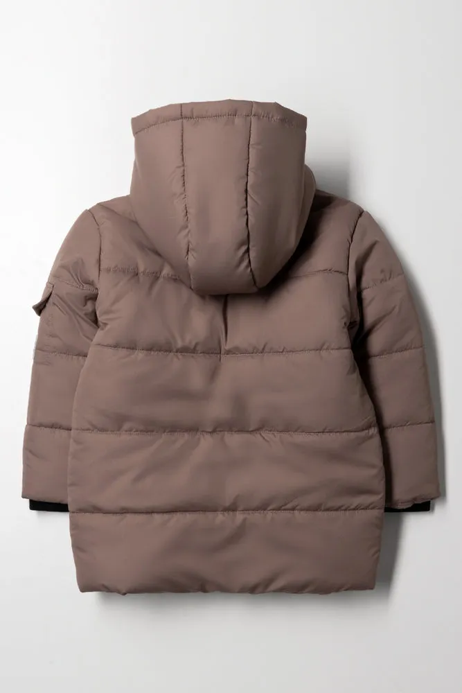 Hooded Puffer Parka Jacket Natural