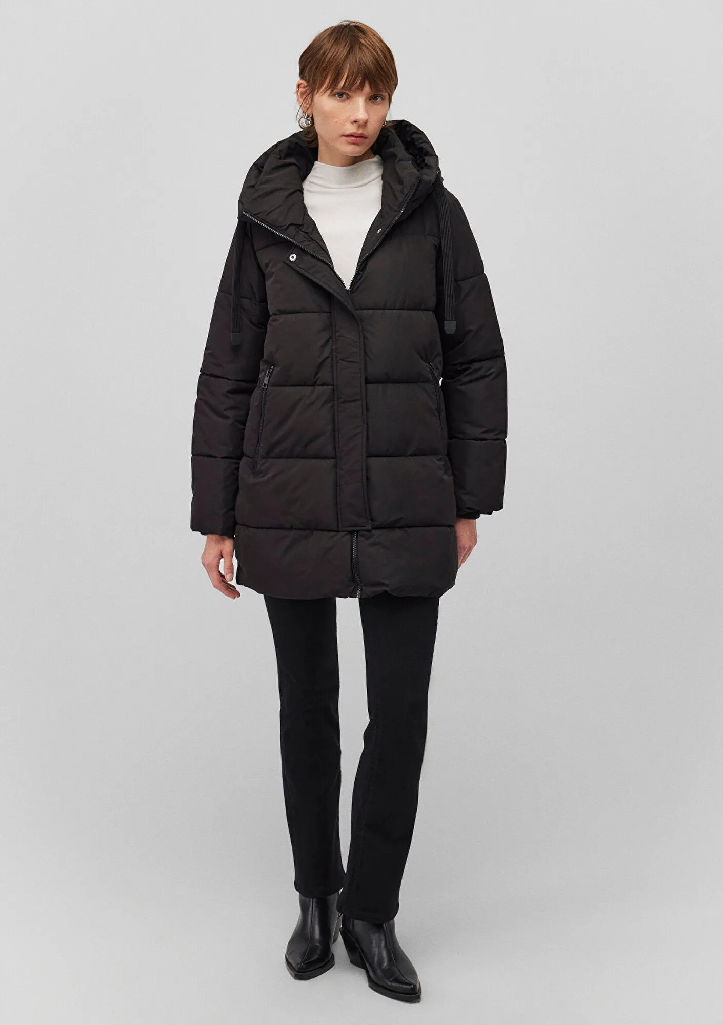 Hooded Quilted Black Puffer Jacket