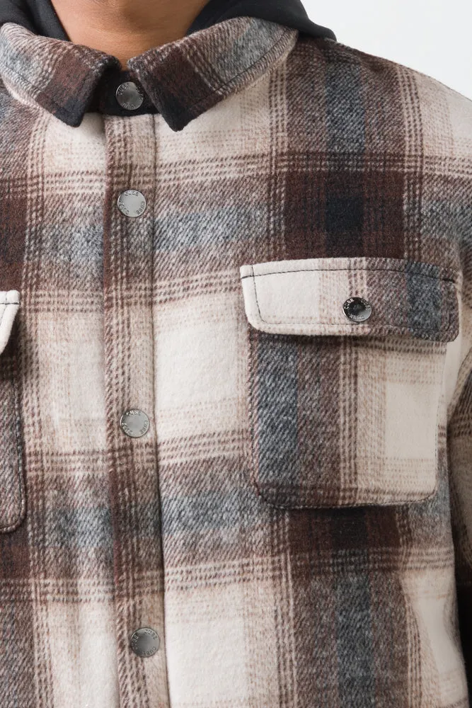 Hooded Shacket Brown