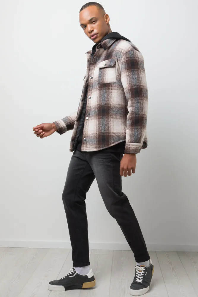 Hooded Shacket Brown