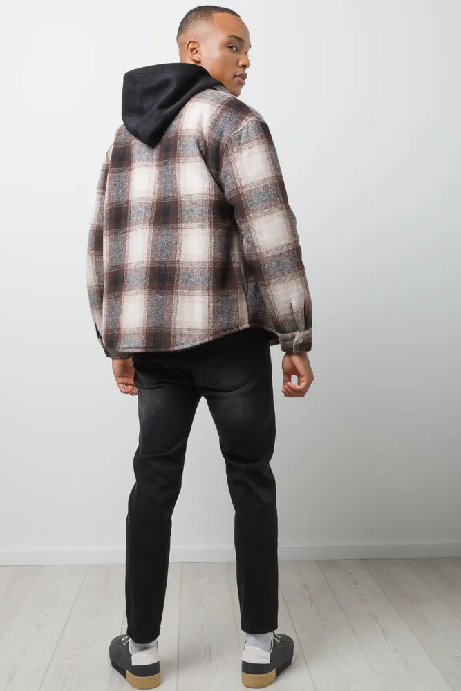 Hooded Shacket Brown