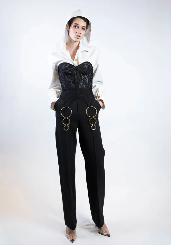 Ivory Moire Hooded Crop Jacket