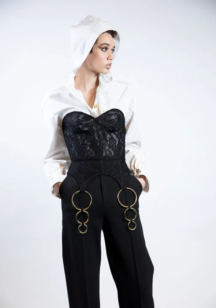 Ivory Moire Hooded Crop Jacket