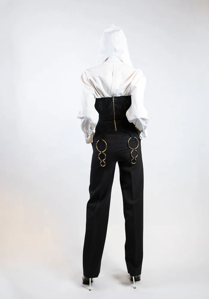 Ivory Moire Hooded Crop Jacket