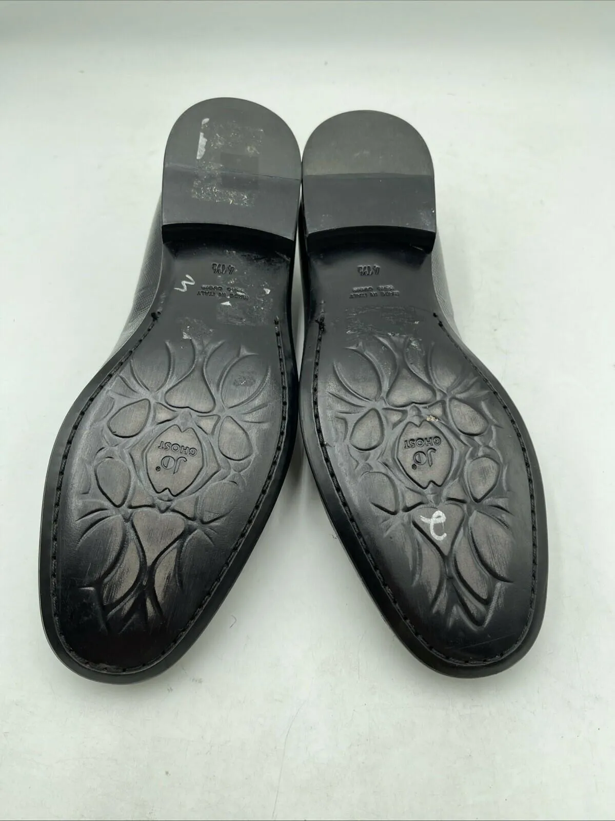 Jo Ghost Black Lizard Print Leather Round Toe Slip On Loafers Men’s Size 41.5 - Very Good