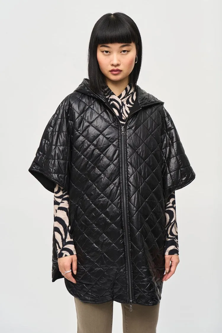 Joseph Ribkoff Heavy Knit Reversible Hooded Cape-JR-243906