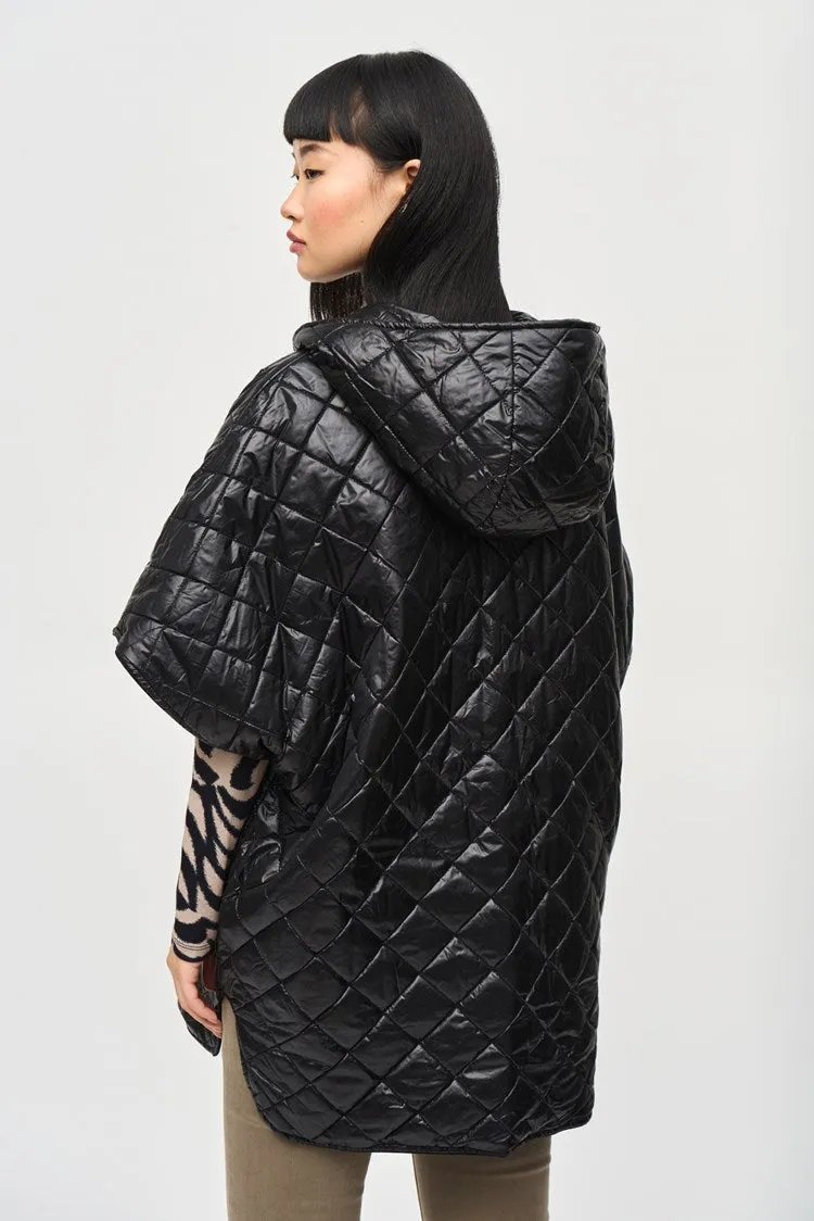Joseph Ribkoff Heavy Knit Reversible Hooded Cape-JR-243906