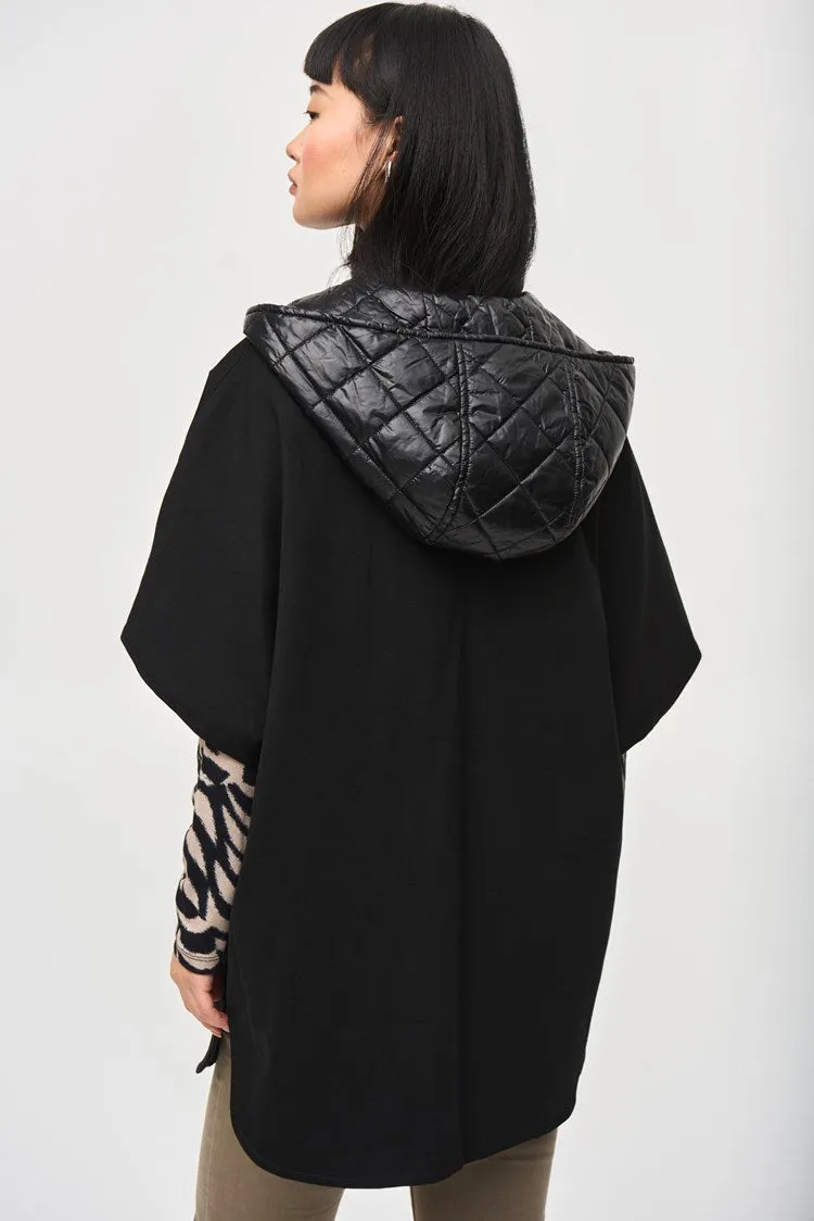 Joseph Ribkoff Heavy Knit Reversible Hooded Cape-JR-243906