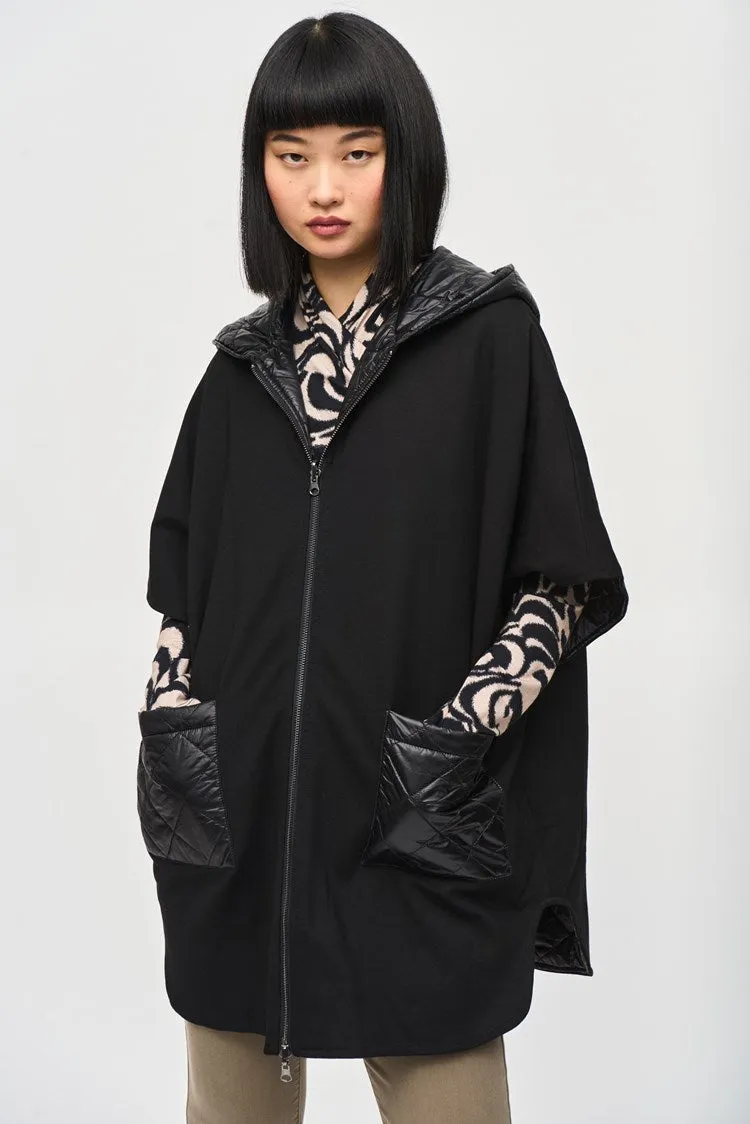 Joseph Ribkoff Heavy Knit Reversible Hooded Cape-JR-243906