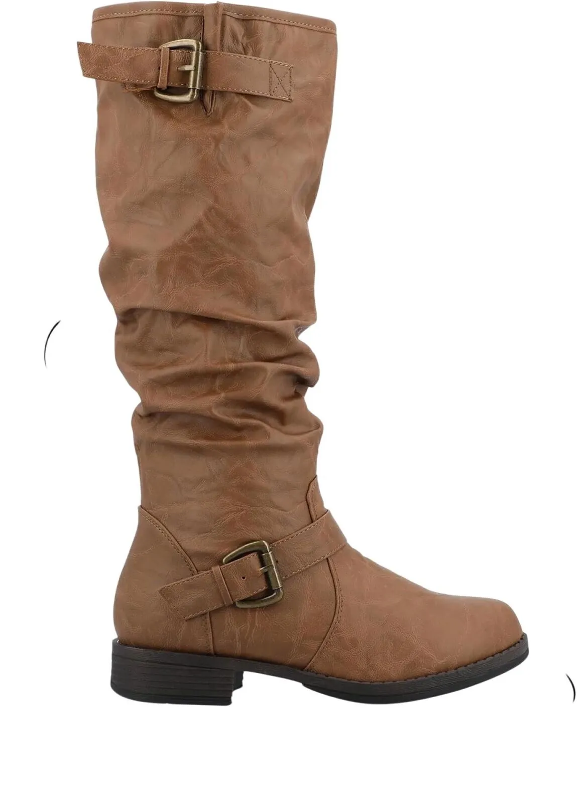 Journee Collection Womens Stormy Stacked Heel Riding Boots STORMY Tan Brown 7M