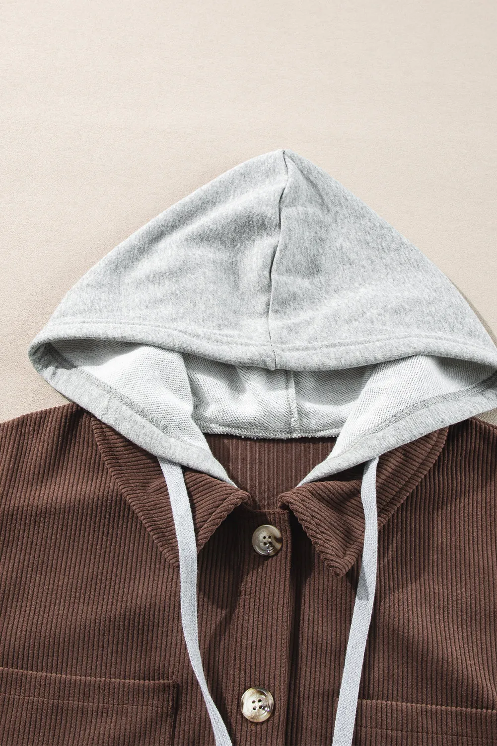 KaleaBoutique Hooded Drawstring Pockets Corduroy Shacket