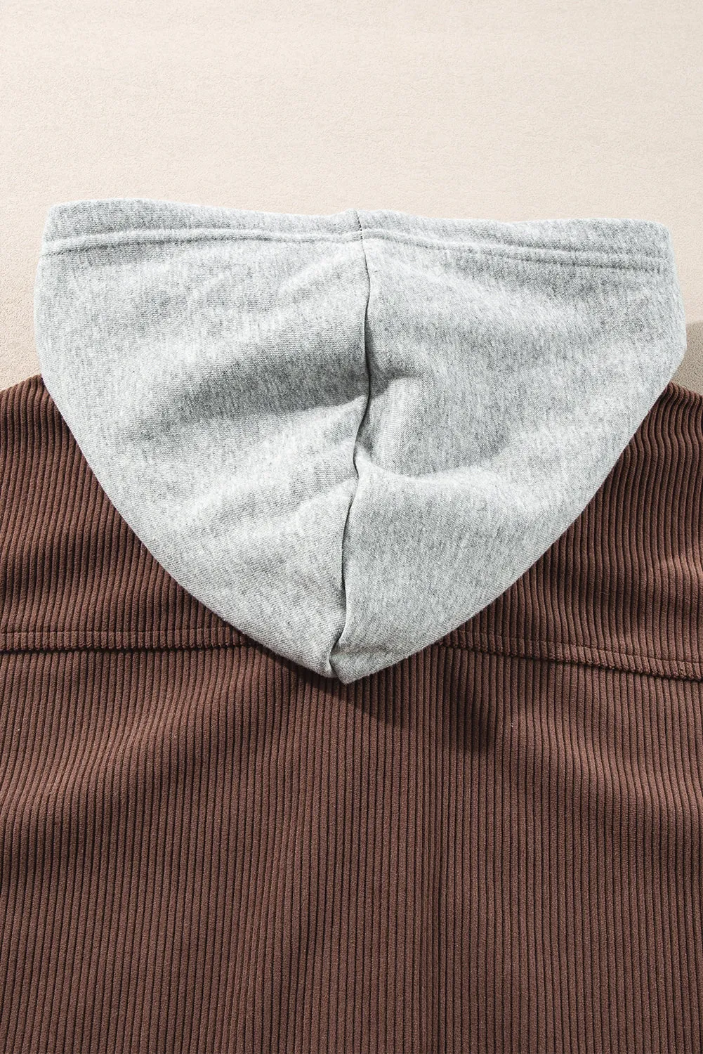 KaleaBoutique Hooded Drawstring Pockets Corduroy Shacket
