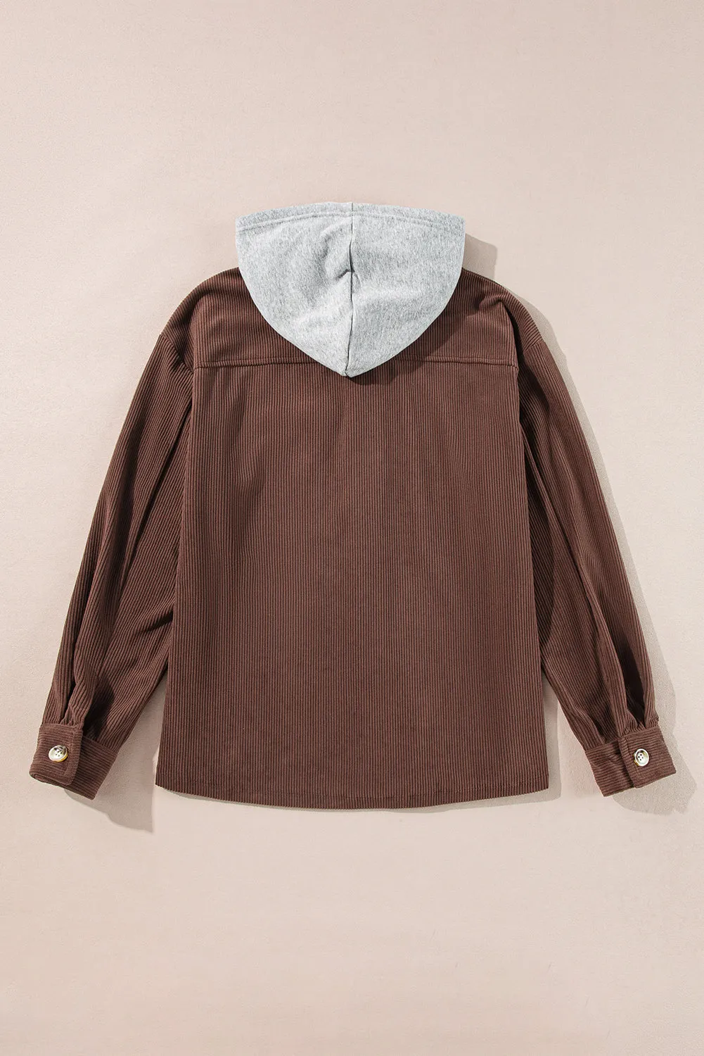 KaleaBoutique Hooded Drawstring Pockets Corduroy Shacket