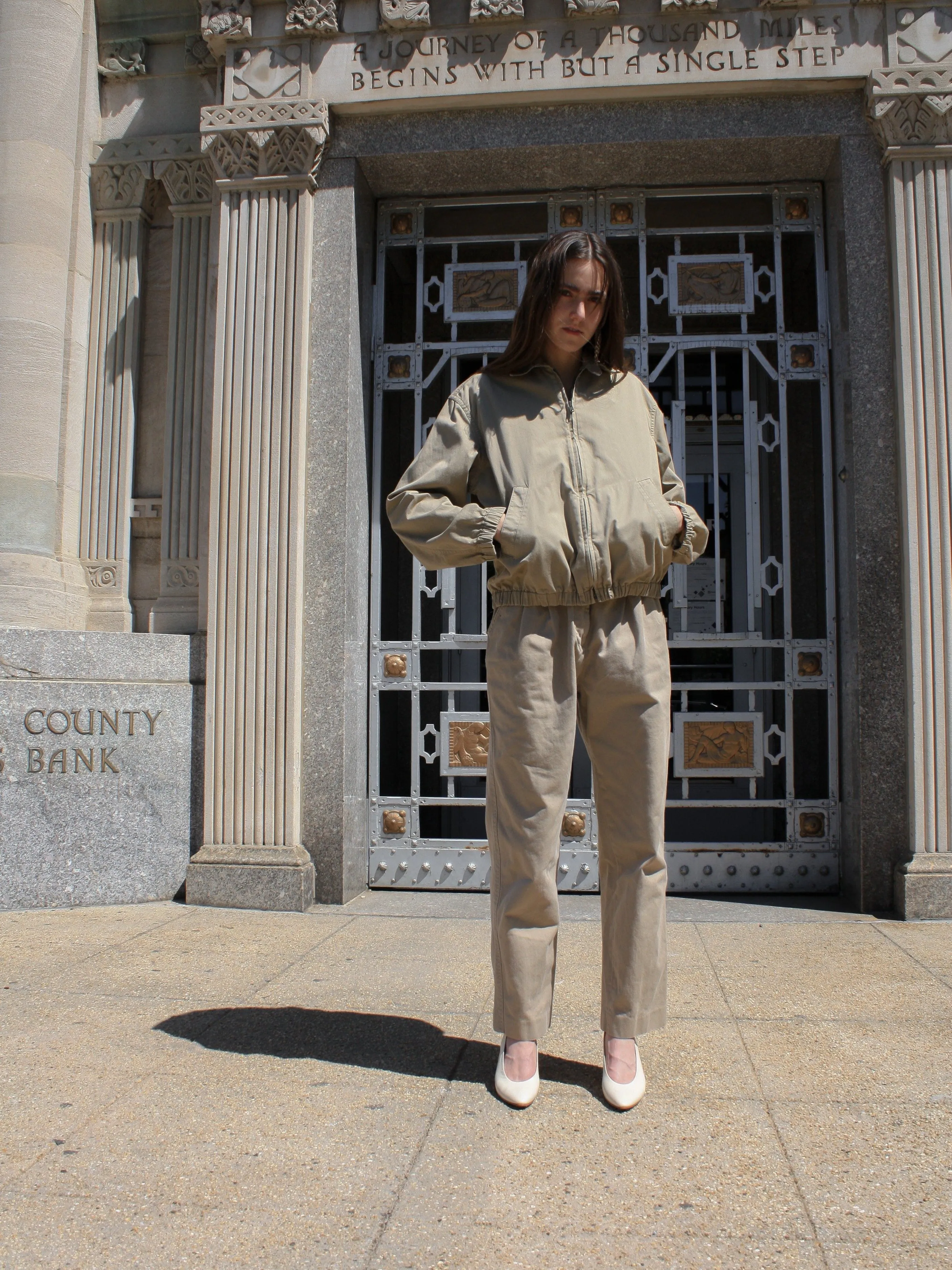 Khaki Zippered Bomber