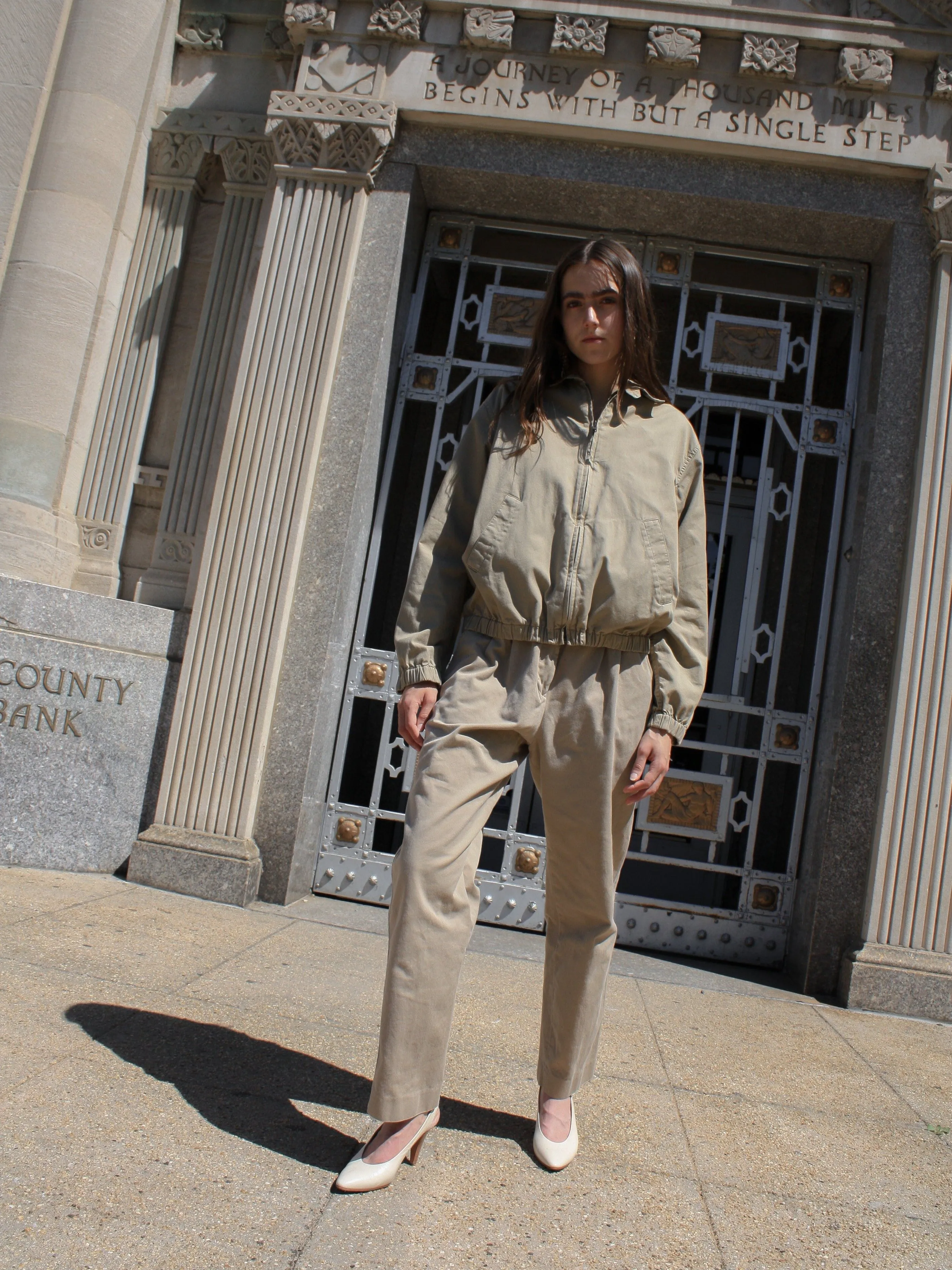 Khaki Zippered Bomber
