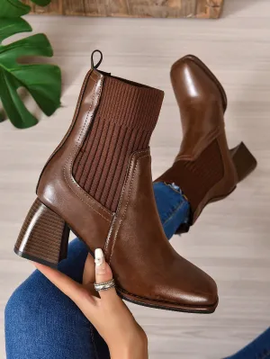 Knitted Classic Brown Boots - Brown