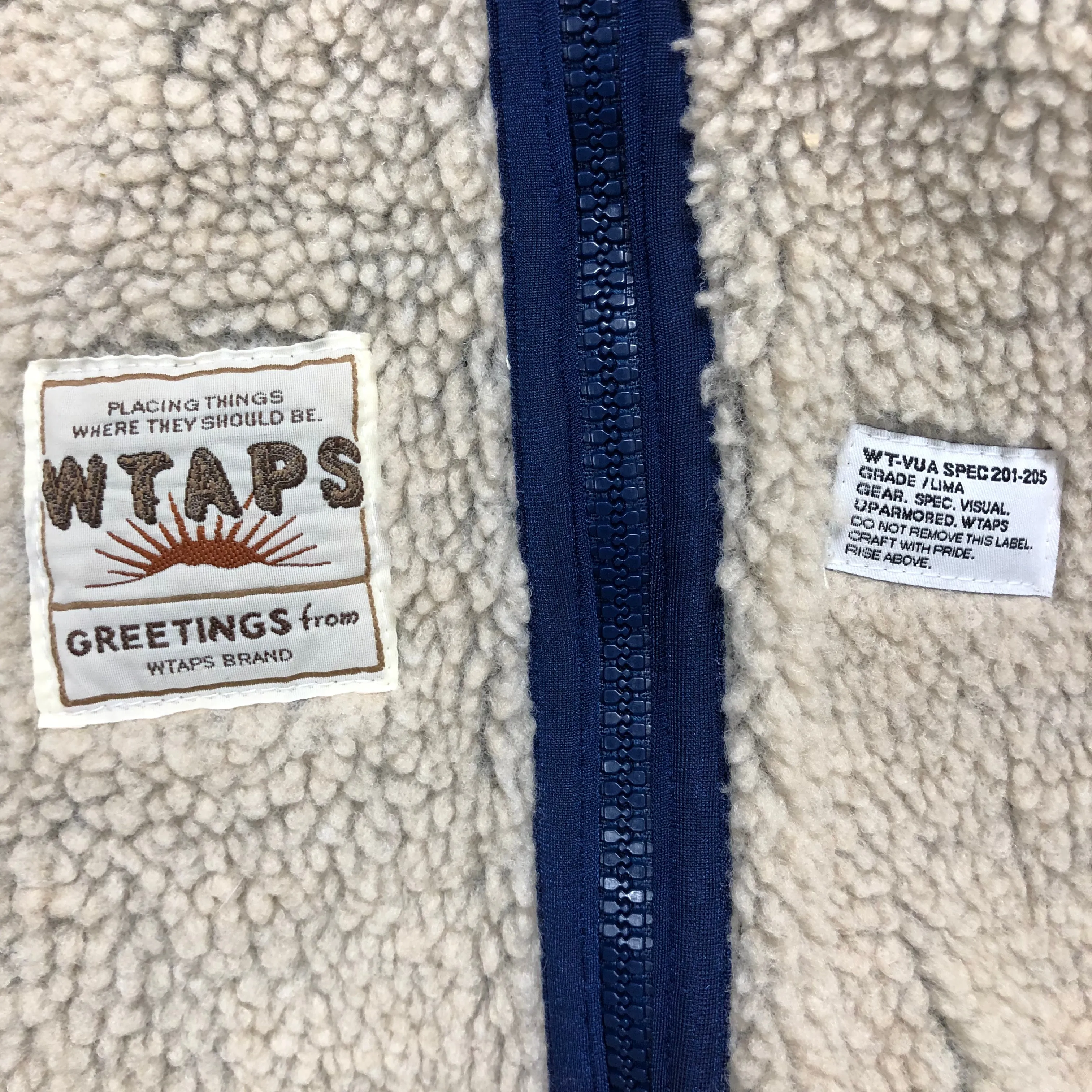 [L] WTaps Red Dawn 08AW Polar Fleece Zip Up Jacket Beige