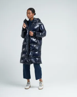 laminar glazed ripstop midi hooded parka