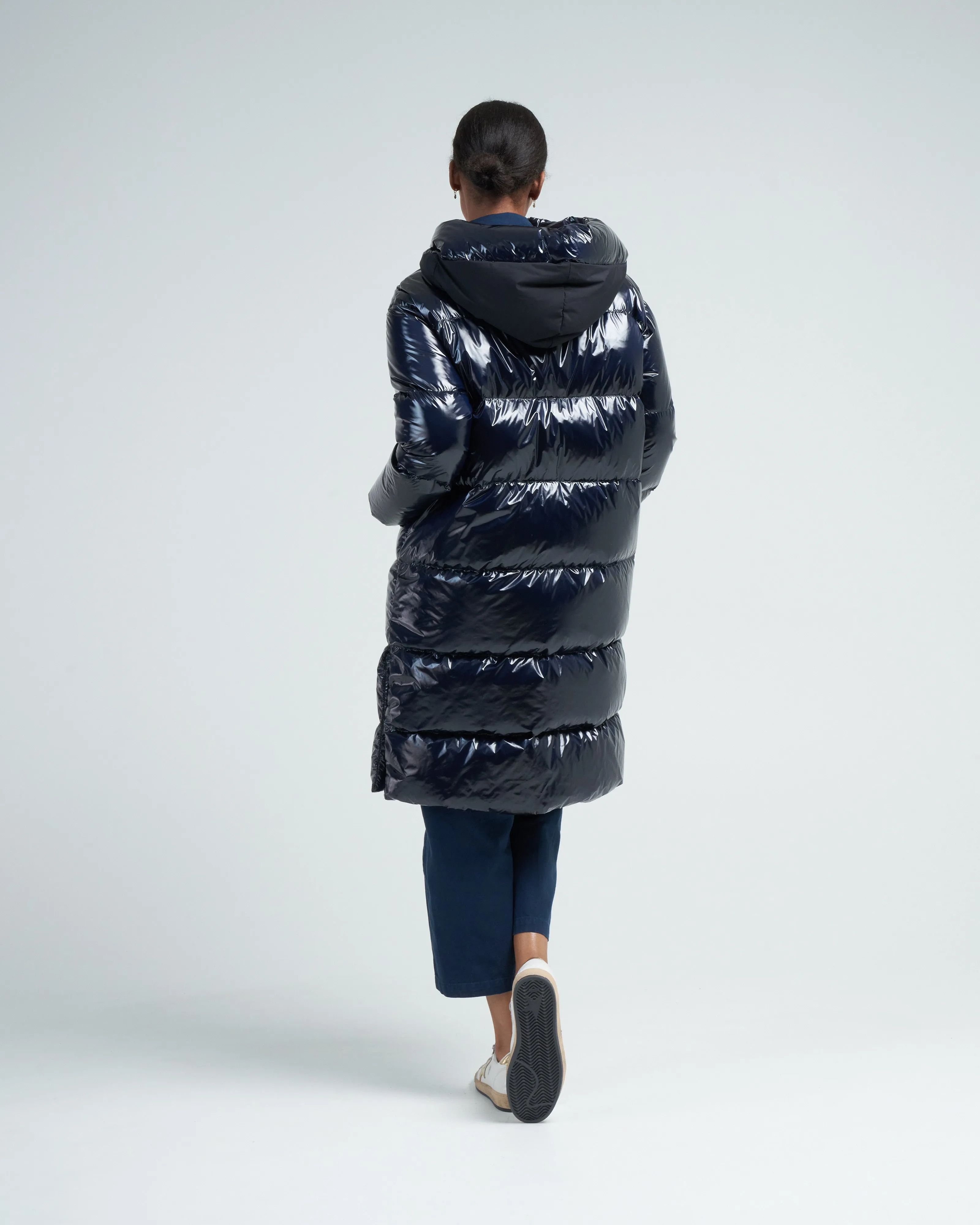 laminar glazed ripstop midi hooded parka