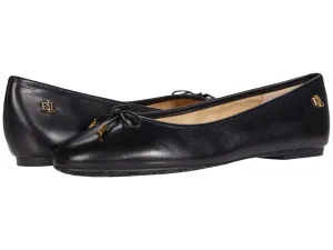 Lauren Ralph Lauren Jayna Ballet Flat for Women - Leather Upper and Breathable Textile Lining with Lightly Padded Footbed Black 6 B - Medium