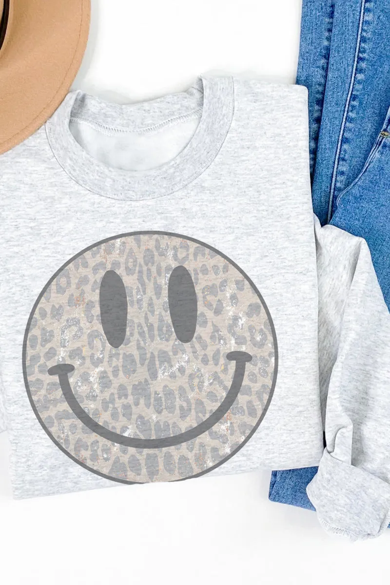 Leopard Happy Face Unisex NuBlend Crew Sweatshirt