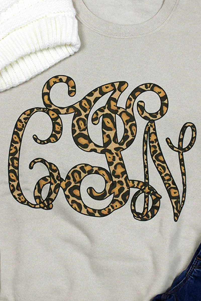 Leopard Vine Monogram Unisex NuBlend Crew Sweatshirt